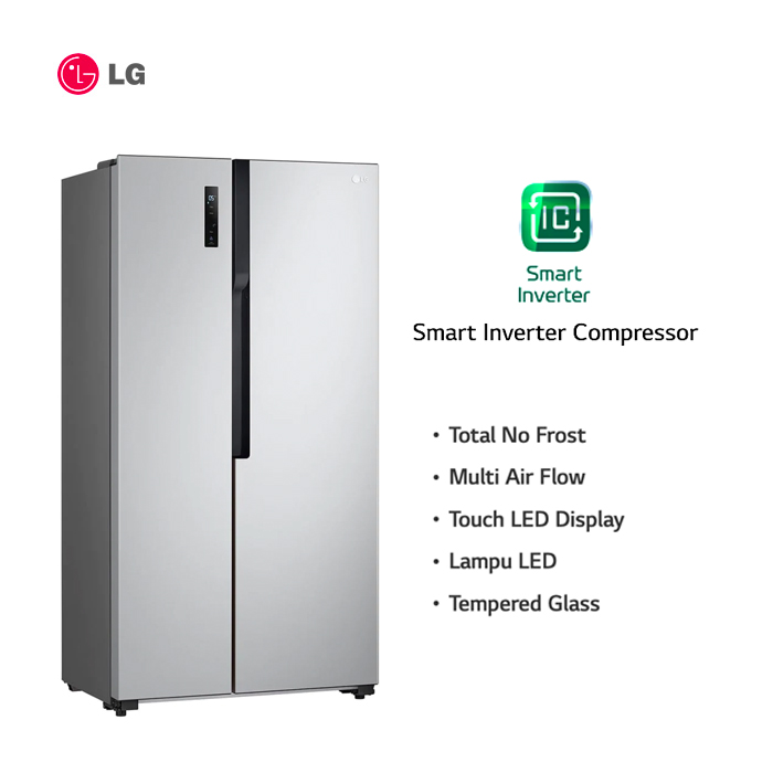 LG Kulkas Side by Side Total No Frost dan Smart Inverter Compressor 509 L - GCFB507PQAM
